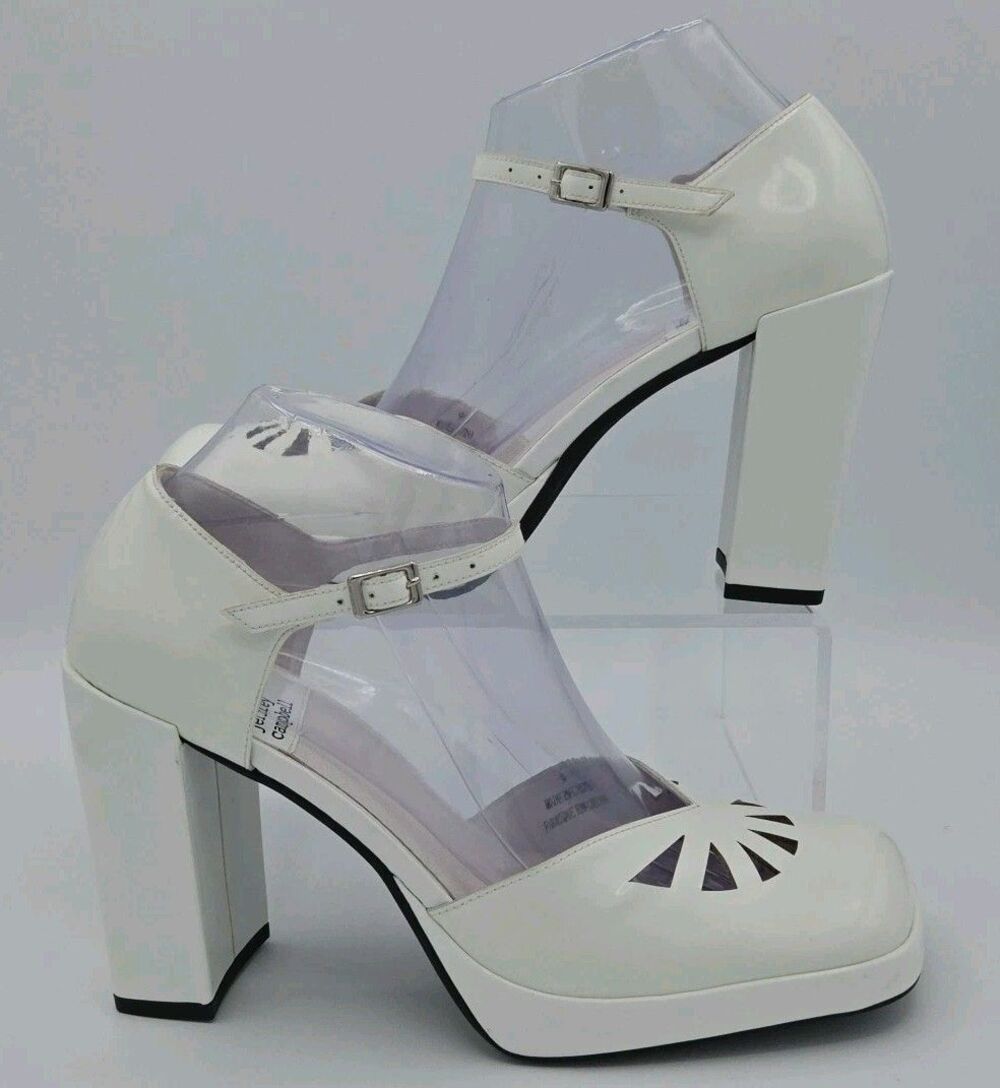 Jeffrey Campbell White Maxxed platform, Mary Jane size 9 Leather Block Heel EUC